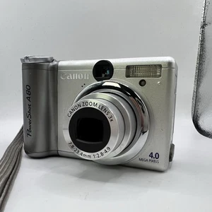 Cámara digital Canon PowerShot A80 4,0 MP pantalla abatible plateada probada *Leer* - Imagen 1 de 13