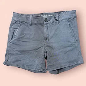 American Eagle Super Stretch | Gray Low-Rise Midi Chino Shorts | Women’s Size 6 - Picture 1 of 4