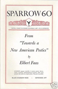 Black Sparrow Press 60 Towards a New American Poetics Ekbert Faas September 1977 - Picture 1 of 1