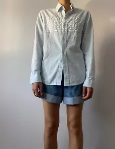 Camisa Stussy/blanca/azul/rayas/algodón 100%/talla M - Imagen 1 de 4