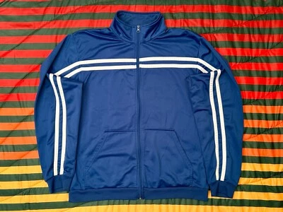 VINTAGE 80s Pro-Spirit Striped Track Jacket Blue Mens M Windbreaker EXC Foto 1 de 4