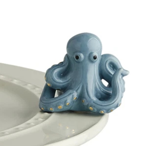 Nora Fleming Mini Blue Octopus Under the Sea Ceramic Charm A244 Retired RARE NEW - Picture 1 of 3
