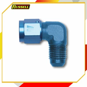 Russell 614804 90 grados Adaptador AN hembra a macho azul anodizado 4 AN - Imagen 1 de 1