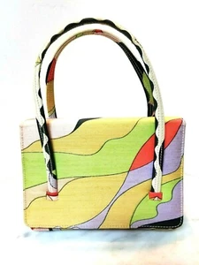 Emilio Puccio by Jana Handbag Italian 1960's Accordion Purse Multicolor Silk Bag - Picture 1 of 12