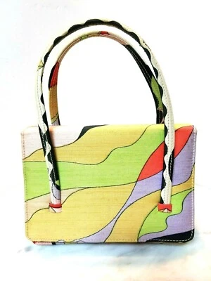 Emilio Puccio by Jana Handbag Italian 1960's Accordion Purse Multicolor Silk Bag - Image 1 of 4
