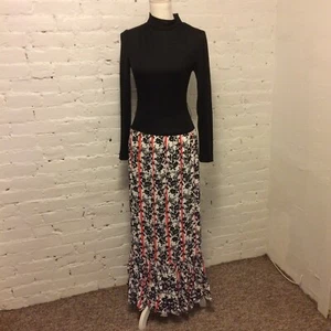 NUEVO CON ETIQUETAS Victor Costa Romantica De Colección Años 70 Maxi Vestido Anfitriona Negro Floral 4-6 - Imagen 1 de 11