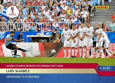 LUIS SUAREZ URUGUAY SCORES WORLD CUP GOAL PANINI INSTANT CARD #67 + INTER MIAMI - Image 1 of 2