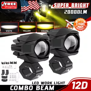 2X LED Headlight Driving Work Fog Spot Light Pod White Yellow Motorcycle ATV UTV - Foto 1 di 16