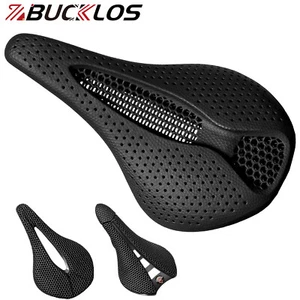 BUCKLOS 3D Printed Saddle Carbon 135/143/155mm MTB Gravel Road Bike Seat Cushion - Picture 1 of 15