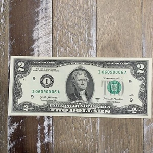 06090006 TRINARY 5 Of A Kind 0’s Fancy Serial Number $2 Two Dollar Bill UNC - Bild 1 von 8