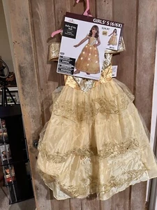 Gold Belle Of The Ball Deluxe Light-up Gown Costume Size Small 6-6X New - Picture 1 of 5