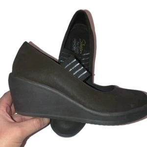 Skechers Chocolate Brown Mary Jane Wedge Shoe Pump Rumblers Space Odyssey Sz7 - Picture 1 of 9