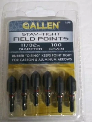 Allen Stay-Tight 11/32" 100 Grain Field  Points 6-packs 1479 (T)... - Image 1 of 2