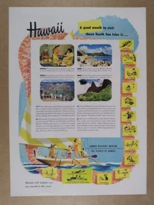 1950 Hawaii Visitors Bureau vacations tourism vintage print Ad - Picture 1 of 1