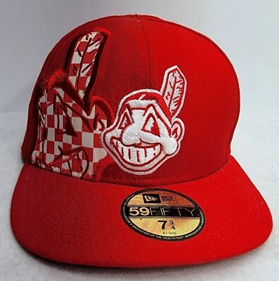 Cleveland Indians Dual Chief Wahoo Hat Cap Fitted 7 3/4 New Era 100% Wool MLB - Image 1 of 4