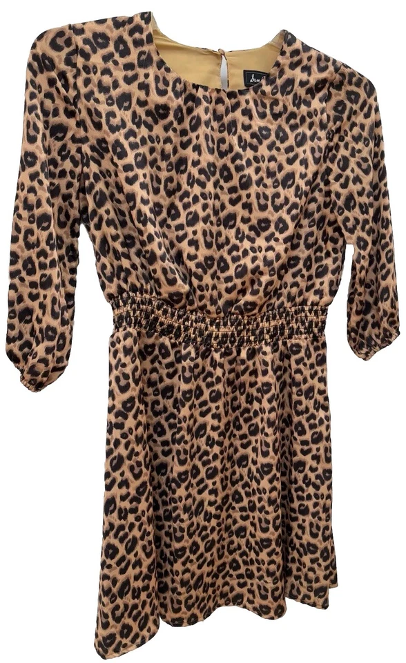 Sam Edelman животное гепард печать 3/4 рукав короткое платье размер 2 классический шик - Изображение 1 из 4