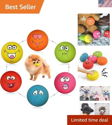 6-Pc Squeaky Soft Latex Balls with Funny Smile Faces for Small Dogs & Puppies - Image 1 of 4