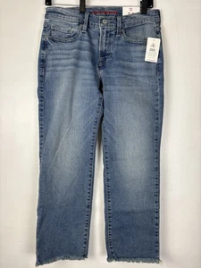 Lucky Brand Sweet Mid Rise Kick Crop Denim Jeans Size 4/27 Med Wash Raw Hem $99 - Picture 1 of 10