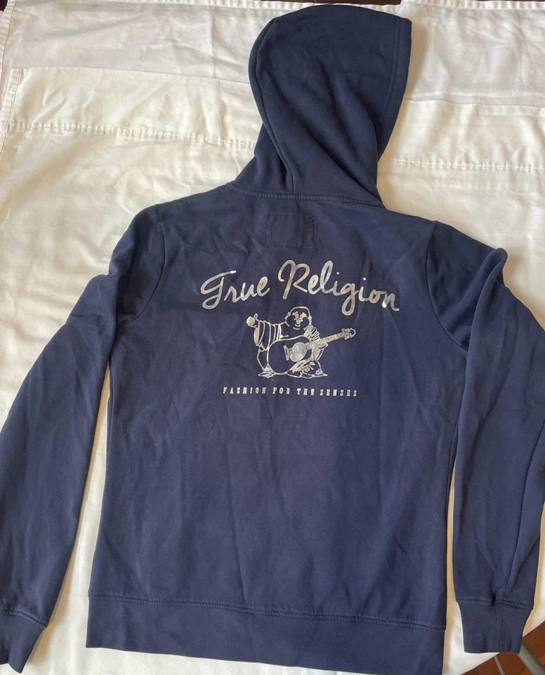 Sudadera con capucha True Religion para mujer clásica con logotipo de Buda azul cremallera completa talla grande Foto 1 de 4