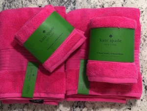 Kate Spade New York FUCHSIA PINK 8-TEILIGES BADETUCH-SET 100 % BAUMWOLLE NEU MIT ETIKETT - Bild 1 von 6