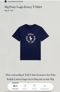 Polo Ralph Lauren Men's 4XLT Classic Fit Big Pony Jersey T-Shirt Blue BIG TALL - Picture 1 of 4