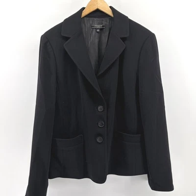 Chaqueta Blazer Ann Taylor Negra Mezcla Lana Para Mujer Talla 16 Sencillo Pecho Foto 1 de 4