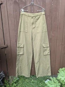 Pantalone cargo donna nudo guardaroba verde gamba larga taglia S stile militare street - Foto 1 di 9