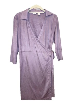 J Jill Wrap Dress Women’s 10P PETITE Lavender Faux Suede Super Soft Lightweight - Image 1 of 4