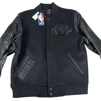 Pro Standard Houston Rockets Varsity Jacket Black Wool Leather Mens M New W/Tags - Image 1 of 4