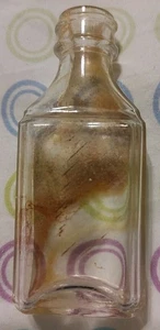 Vintage kleine klare Glasflasche mit abgerundeten oberen Ecken - Bild 1 von 6