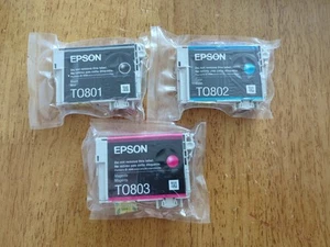 Genuine Epson Multiple Ink Cartridge Lot T0801 T0802 T0803 Hummingbird  - Picture 1 of 3