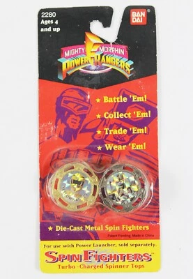 Vintage NOS MIGHTY MORPHIN POWER RANGERS Spin Fighters on Card Ban Dai Japan - Image 1 of 3