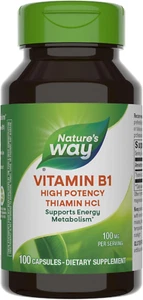 Nature's Way Vitamin B1 100mg, Thiamine Hcl, for Energy Metabolism 100 Capsules - Picture 1 of 6