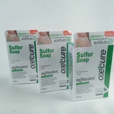 Jabón Azufre THAI OxeCure Tratamiento Limpio Acné Cara Cuerpo Baño Piel GRANDE 3 X 100g. Foto 1 de 4