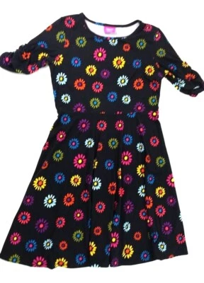 Dream Works Trolls Black Floral Skater Dress Womens Juniors Size Large - Image 1 of 4