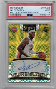 2022-23 Panini Select JALEN DUREN Youth Explosion Gold Auto RC /10 PSA 9 PISTONS - Picture 1 of 2