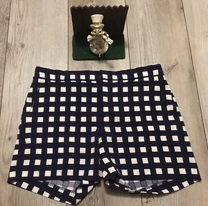 Banana Republic Navy Blue White Square Pattern Design Size 4 Shorts $79 New - Picture 1 of 5