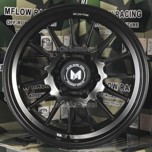 17x9 6x135 -12 offset MFlow MF04 matte black 15 spokes truck 4 wheels set - Picture 1 of 6