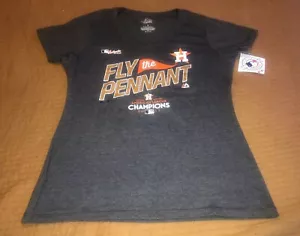 NEW Women's Houston Astros 2017 Champions Pennant Gray V Neck Shirt SZ MEDIUM - Picture 1 of 5