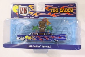 Cadillac 62 1959 estiramiento automático M2 Machines 1:64 elástico personalizado Tiki Daddy - azul - Imagen 1 de 2