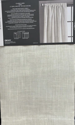 "Paneles de cortina de ventana forrados con oscurecimiento de lino clásico beige natural - 50 x 84"" DKNY" Foto 1 de 4