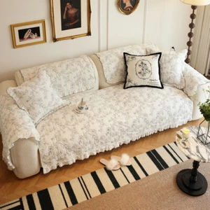 omantic French Style Sofa Throw – Floral Cotton Cover - Picture 1 of 10