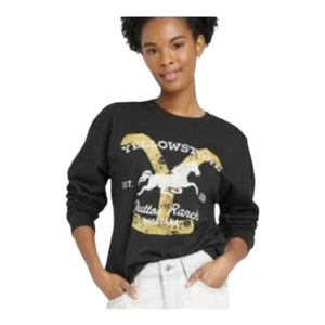 Yellowstone Dutton Ranch Montana Long Sleeve Pullover Sweatshirt Black Graphic S - Picture 1 of 7