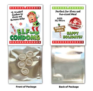 ELF Mini CONDOMS Gag Joke Stocking Stuffer White Elephant Gift Party Christmas - Picture 1 of 3