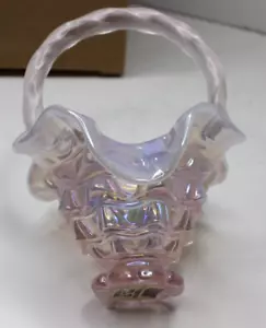 Fenton 4838 CP Rose Diamond Lace Spiralgriff Small Basket W Original Box 100 - Bild 1 von 6
