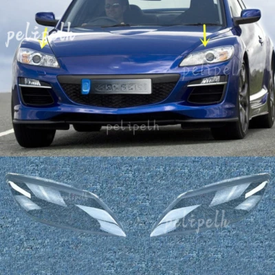 Left+Right Front Headlight Lens Cover For Mazda RX-8 Coupe RX8 2004-2008 2PCS - Image 1 of 4