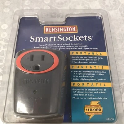 Kensington 62635 Smartsockets Portable 浪涌电压保护器 *全新密封* — 第 1/4 张图片