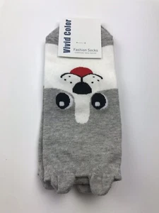 Vivid Color Fashion Socks Cute Puppy Dog Jushin Socks Made in Korea Gray/White - Picture 1 of 6