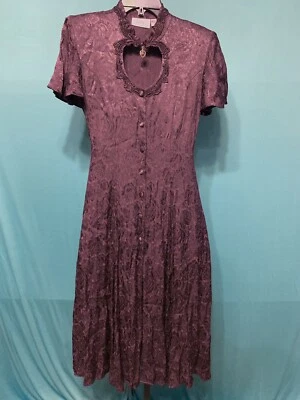 Maxi Corsé Vestido Vintage Jody California Años 30 Estilo Brocado Cerradura XS Ciruela Foto 1 de 4