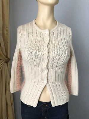 Suéter Versace Marfil con Inserciones de Piel Rosa, Talla 40(S), Como Nuevo Foto 1 de 4